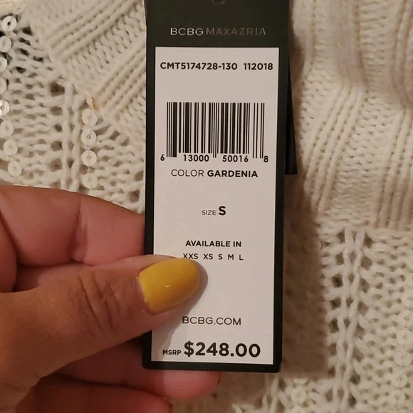 BCBG MAXAZRIA SEQUIN LONG SLEEVE SWEATER - Picture 4 of 4